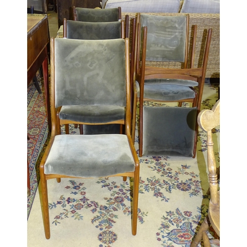 23 - A set of six G-Plan-style dining chairs with upholstered backs and seats.