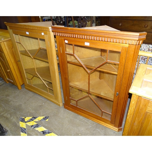 28 - A craftsman-made oak corner cupboard fitted with a single astragal-glazed door, 78cm wide, 98.5cm hi... 