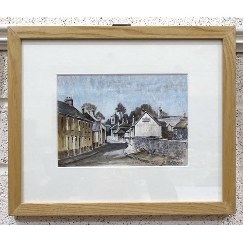 35 - Richard Slater (20th century), 'Village Street with Rose & Crown Inn and other buildings', signe... 