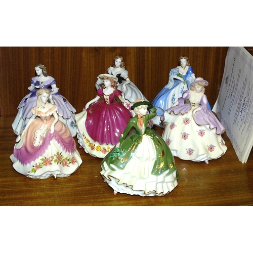 97 - A collection of seven Coalport 'Fairest Flowers' figurines: 'Holly', 'Violet', 'May', 'Poppy', 'Rose... 