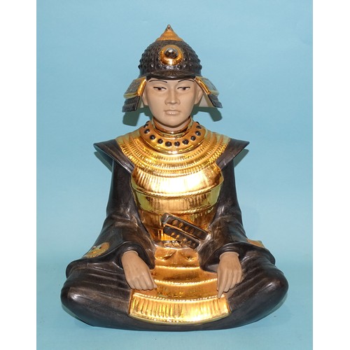 207 - A Nadal ceramic figure of a seated samurai, no.623, 34cm high.