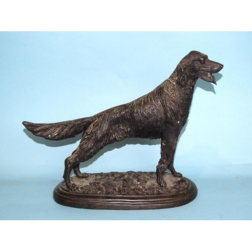 160 - After Mene, a cast bronzed study of an Irish Setter, on shaped moulded base, 27cm high, 35cm wide, e... 