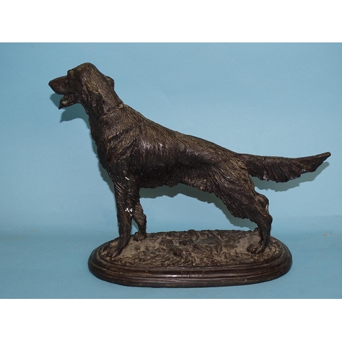 160 - After Mene, a cast bronzed study of an Irish Setter, on shaped moulded base, 27cm high, 35cm wide, e... 