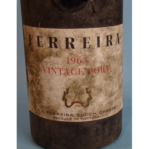 173 - Ferreira 1963 Vintage Port, one bottle, (capsule blown, some leakage, level bottom neck), Taylors 19... 