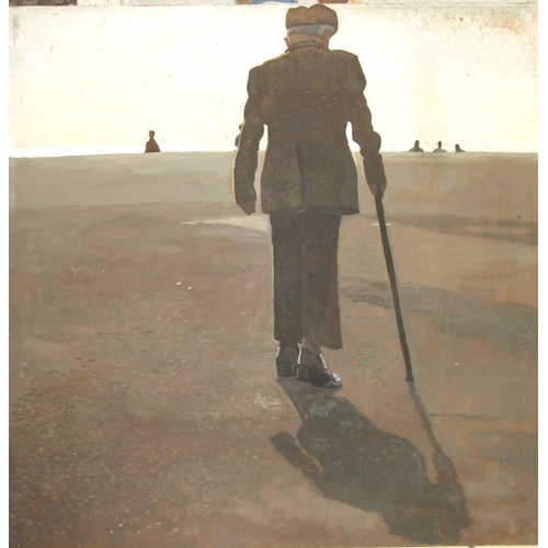 54 - FIGURES WALKING ON PLYMOUTH HOE Unsigned acrylic on board, 143 x 120cm and two others, (3).... 