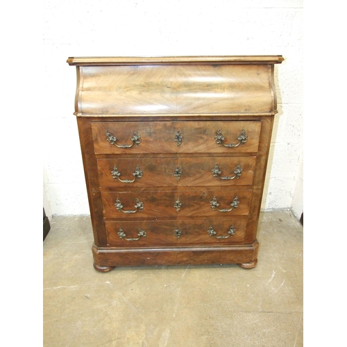 80 - A 19th century Continental mahogany chest, having a shaped drawer above four others, 80cm wide, 96cm... 