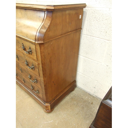 80 - A 19th century Continental mahogany chest, having a shaped drawer above four others, 80cm wide, 96cm... 