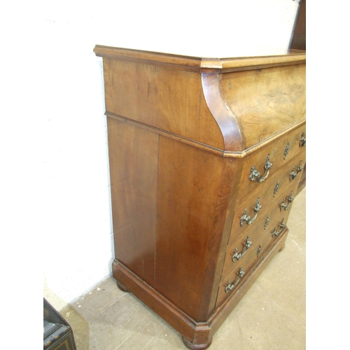 80 - A 19th century Continental mahogany chest, having a shaped drawer above four others, 80cm wide, 96cm... 