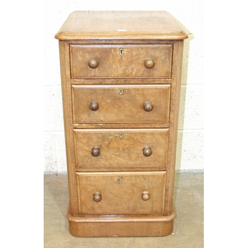 87 - A Victorian bank of four walnut drawers, 44cm wide, 80cm high.