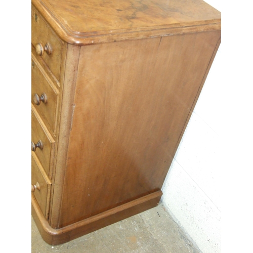 87 - A Victorian bank of four walnut drawers, 44cm wide, 80cm high.