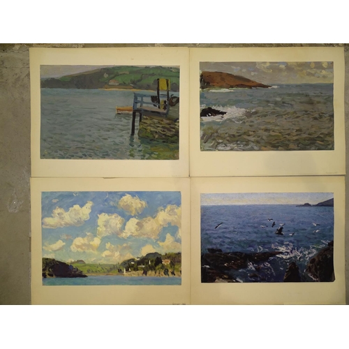 66 - A collection of works on paper, mainly estuary and coastal scenes with boats.