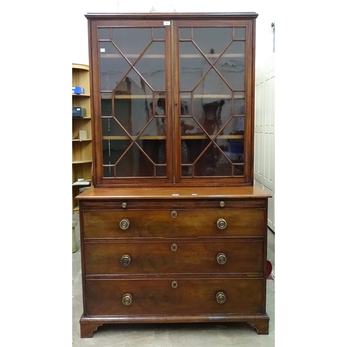 85 - A 19th century mahogany chest of three graduated drawers beneath a brushing slide, 109cm wide, 82.5c... 