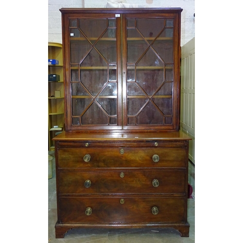 85 - A 19th century mahogany chest of three graduated drawers beneath a brushing slide, 109cm wide, 82.5c... 