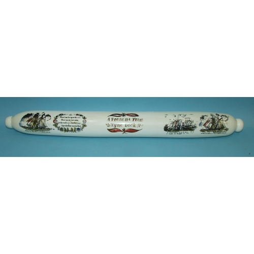 95 - A large opaque glass rolling pin 