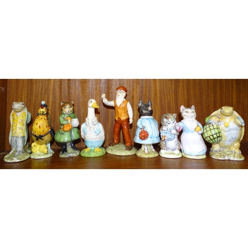 141 - Eight Beatrix Potter figures, all BP3: Simpkin, Sally Henny Penny, Sir Isaac Newton, Tabitha Twitche... 