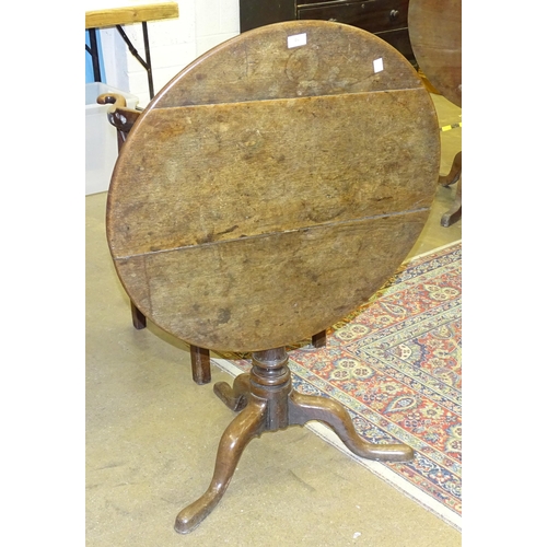 15 - A mainly-18th century circular tilt-top table on barrel column and tripod base, a corner chair, a Ge... 