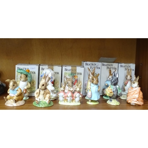 153 - Twelve Beswick Beatrix Potter figures, all BP3, Benjamin Bunny, Old Mr Bouncer, Lady Mouse, Ben... 