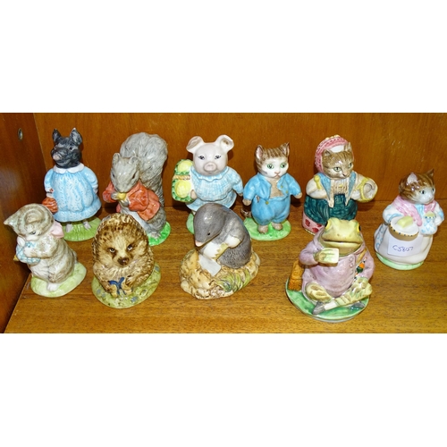 155 - Ten Beswick Beatrix Potter figures, all BP3: Pig Wig, Little Pig Robinson (af, ear chipped), Cousin ... 