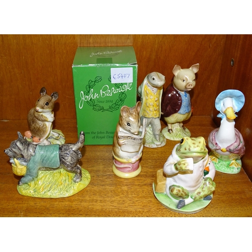 158 - Six Beswick Beatrix Potter figures: Mr Jeremy Fisher BP1, Tailor of Gloucester BP2, J... 