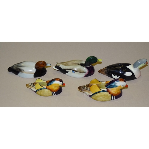 188 - Five Beswick ducks, approved by Peter Scott: King Eider, Mallard, Pochard, Mandarin Duck 1... 