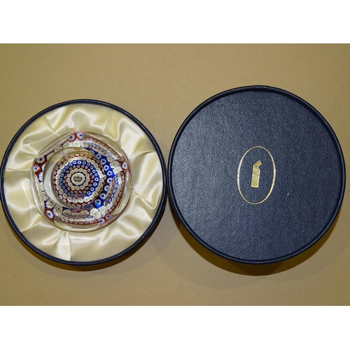 200 - A Whitefriars facetted millefiori art glass paperweight, Silver Jubilee with central crown desi... 