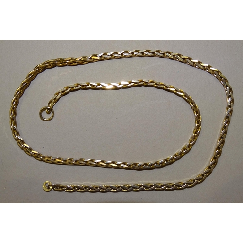 204 - A 9ct gold espiga-link neck chain, (no ring bolt), 39.5cm, 12.6g.