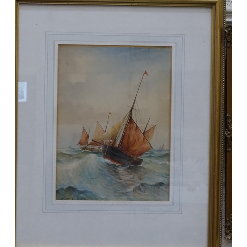 82 - T Maidment. The Old Harbour, signed watercolour, titled verso, 30 x 40cm; F T Underhill, Fishing Ves... 