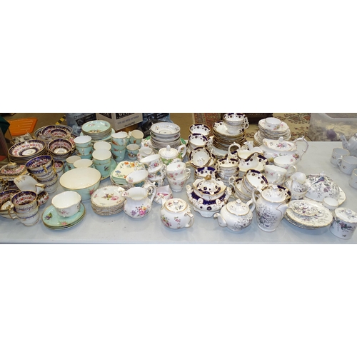 98 - A collection of 19th century English tea-ware decorated blue and gilt, approximately 25 pieces and o... 