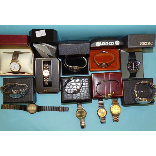 132 - Accurist, two diver's-style gent's wrist watches, a gent's Pilot Incabloc wrist watch and ten other ... 