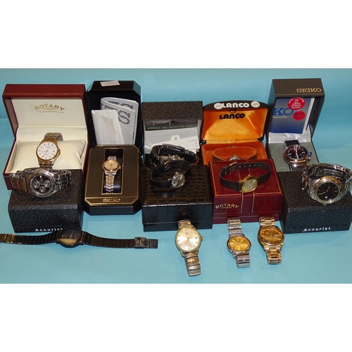 132 - Accurist, two diver's-style gent's wrist watches, a gent's Pilot Incabloc wrist watch and ten other ... 