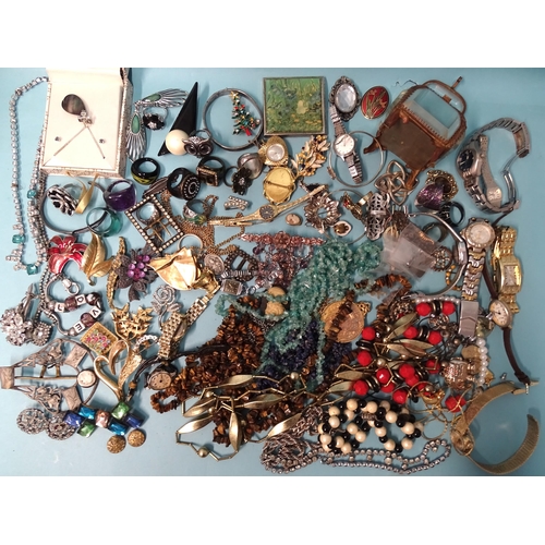 144 - A quantity of costume jewellery, wrist watches, etc.