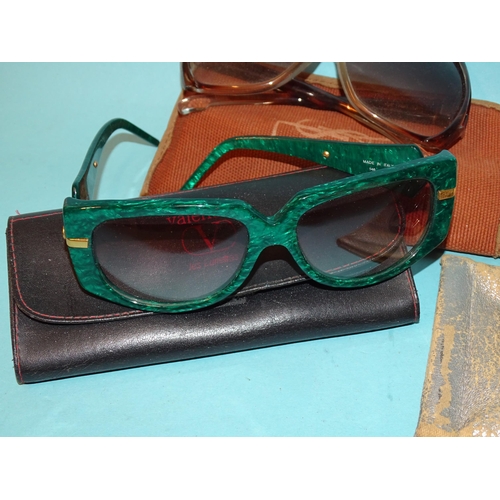 129 - Three pairs of vintage sunglasses by Valentino, Christian Dior and Yves St Laurent, in pouches and o... 