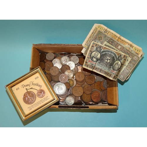 122 - A collection of mainly English coinage with a small quantity of pre-1947 silver, including an 1847 M... 