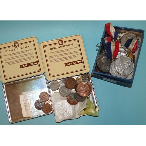 132 - Three Royal Mail cased silver 1981 Royal Marriage crowns and a collection of mainly British coinage,... 