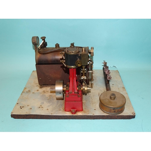 429 - A Stuart Turner model vertical steam engine with horizontal boiler, engine 15cm high.... 