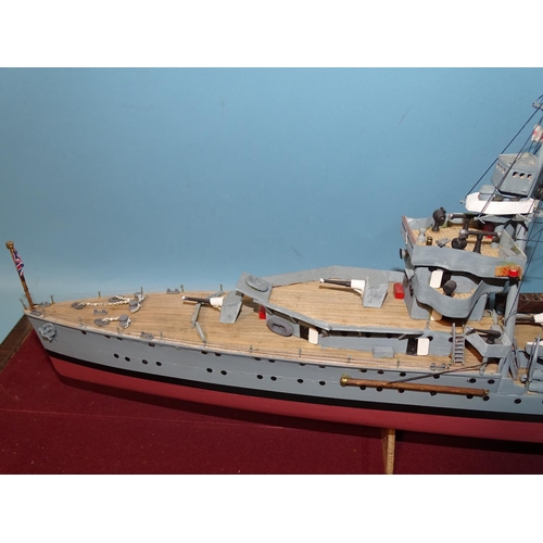 434 - A scratch-built wooden 1:192 scale model of HMS Danae 'D' Class Cruiser 1918-1948 8th Cruiser Squadr... 