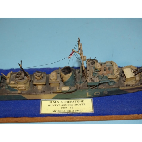 436 - A scratch-built wooden model of HMS Engadine D71 Seaplane Carrier 1914-1919, in wood and Perspex cas... 