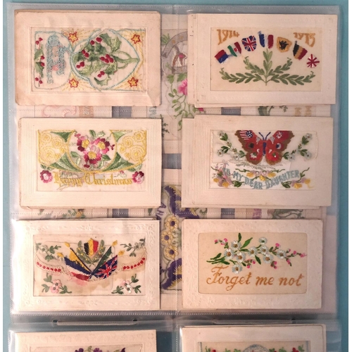 70 - A collection of 57 WWI silk embroidered postcards and one other '1939 Souvenir from Gibraltar', (58)... 