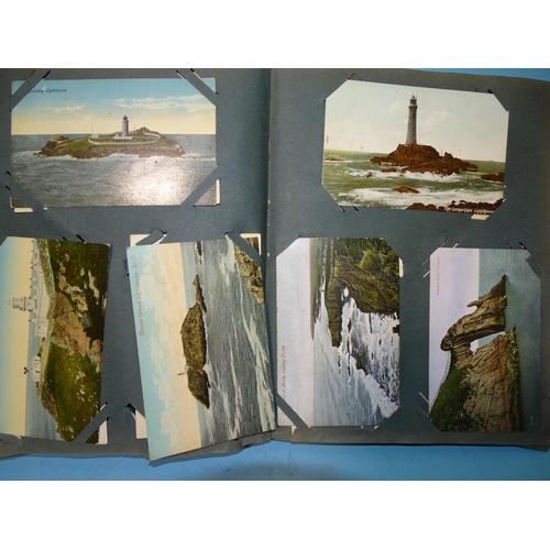 72 - An album of 94 topographical postcards, mainly Cornwall, including 3RP's by Hawke, Helston, seven ti... 