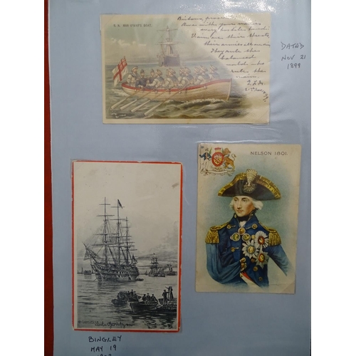 83 - An album of approximately 230 postcards depicting ships and naval history, including five posted wit... 