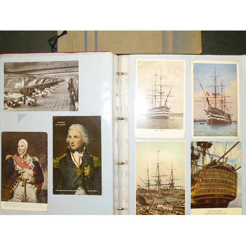 83 - An album of approximately 230 postcards depicting ships and naval history, including five posted wit... 