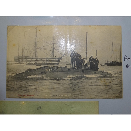 83 - An album of approximately 230 postcards depicting ships and naval history, including five posted wit... 