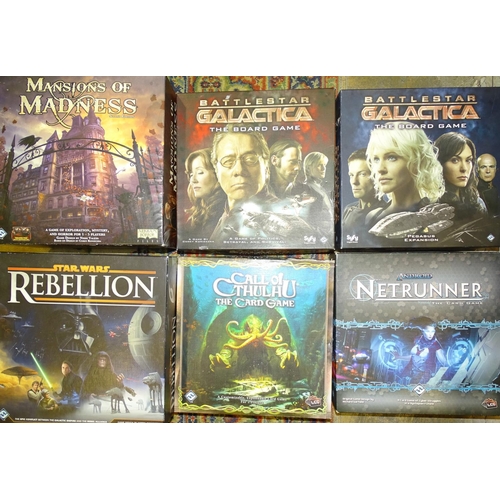 261 - A collection of Fantasy Flight board games, comprising: 'Star Wars Rebellion', (opened, contents int... 