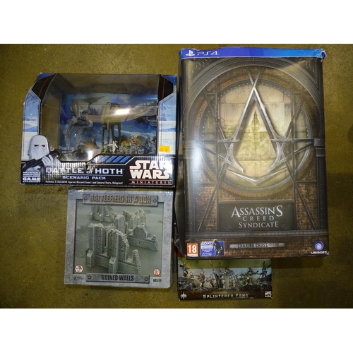 265 - A Wizards of the Coast Star Wars Miniatures 'Battle of Hoth Scenario Pack', (appears complete), a Wa... 