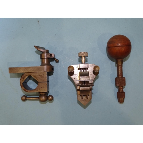 456 - A clockmaker's bench lathe with various accessories including a compound cross slide, together with ... 