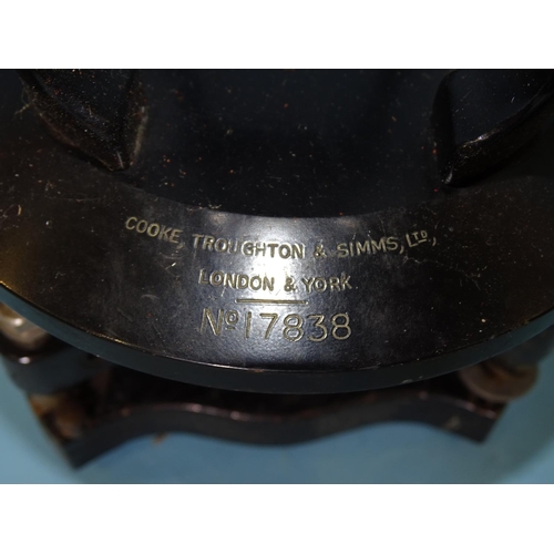 457 - Cooke, Troughton & Simms Ltd, London & York, a black-lacquered metal theodolite no.17838, (a... 