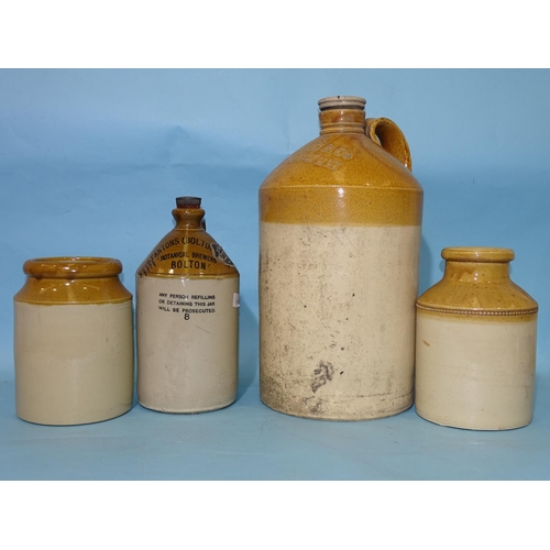 462 - A Price of Bristol stoneware and part honey-glazed two-gallon flagon impressed 137 Coates & Co, ... 