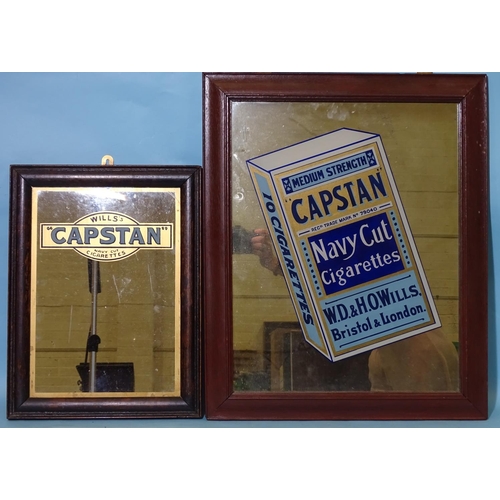 464 - A vintage oak-framed mirror advertising WD & HO Wills Capstan Navy Cut Cigarettes, decorated wit... 