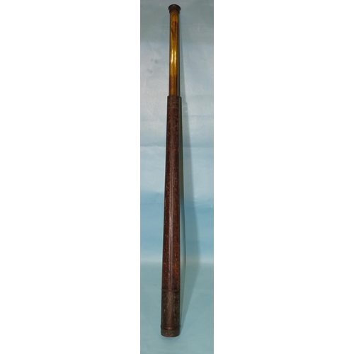 466 - A Negretti & Zambra leather-bound single-draw telescope dated 1892, broad arrow mark and W.D.355... 