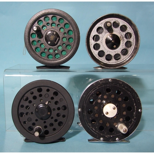 330 - Four fly fishing reels: J W Young Pridex, Shakespeare Graphite, J W Young Rflex Saltwater and one ot... 